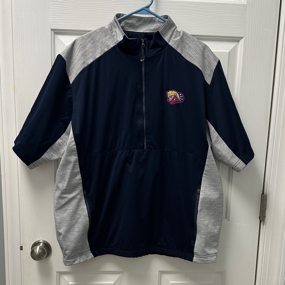 Antigua Navy and Gray Quarter-Zip Jacket Short Sleeves Western Nebraska Pioneers